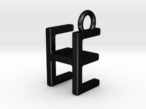 Two way letter pendant - EH HE in Matte Black Steel