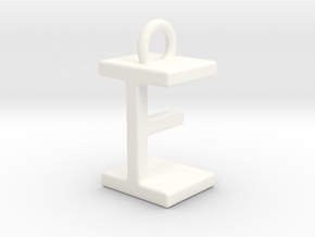 Two way letter pendant - EI IE in White Processed Versatile Plastic