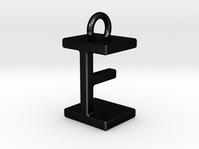 Two way letter pendant - EI IE in Matte Black Steel