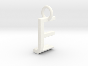 Two way letter pendant - EJ JE in White Processed Versatile Plastic