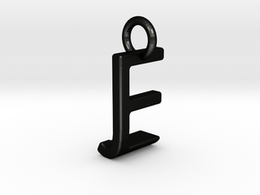 Two way letter pendant - EJ JE in Matte Black Steel