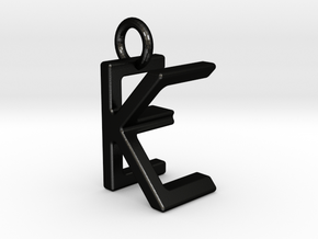 Two way letter pendant - EK KE in Matte Black Steel