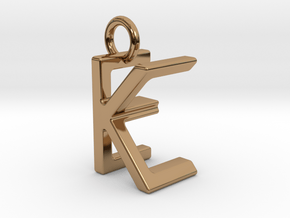 Two way letter pendant - EK KE in Polished Brass