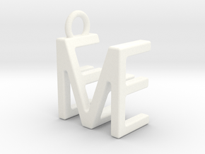 Two way letter pendant - EM ME in White Processed Versatile Plastic