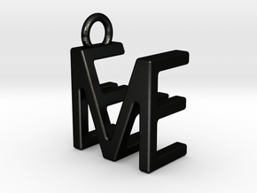 Two way letter pendant - EM ME in Matte Black Steel