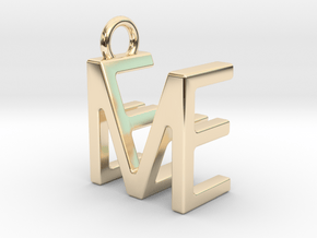 Two way letter pendant - EM ME in 14k Gold Plated Brass