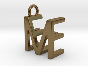 Two way letter pendant - EM ME in Polished Bronze