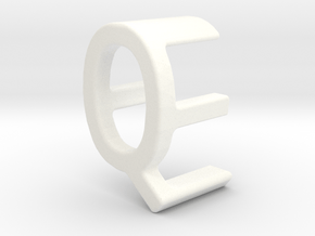 Two way letter pendant - EQ QE in White Processed Versatile Plastic