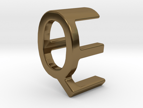 Two way letter pendant - EQ QE in Polished Bronze
