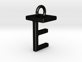 Two way letter pendant - ET TE in Matte Black Steel