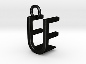 Two way letter pendant - EU UE in Matte Black Steel