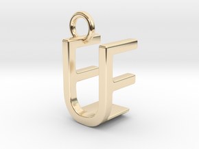 Two way letter pendant - EU UE in 14k Gold Plated Brass