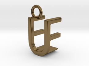 Two way letter pendant - EU UE in Polished Bronze