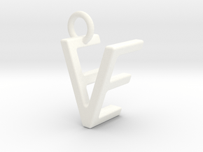 Two way letter pendant - EV VE in White Processed Versatile Plastic