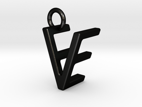 Two way letter pendant - EV VE in Matte Black Steel