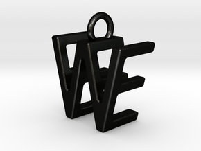 Two way letter pendant - EW WE in Matte Black Steel