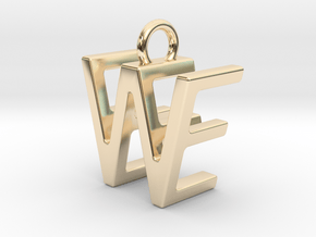 Two way letter pendant - EW WE in 14k Gold Plated Brass