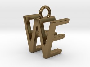 Two way letter pendant - EW WE in Polished Bronze