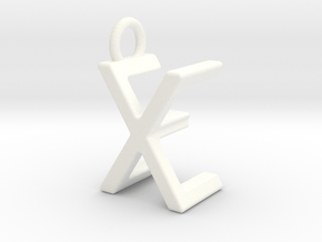 Two way letter pendant - EX XE in White Processed Versatile Plastic