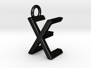 Two way letter pendant - EX XE in Matte Black Steel