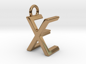 Two way letter pendant - EX XE in Polished Brass