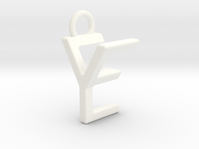 Two way letter pendant - EY YE in White Processed Versatile Plastic