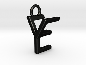 Two way letter pendant - EY YE in Matte Black Steel