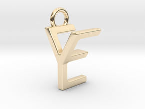 Two way letter pendant - EY YE in 14k Gold Plated Brass