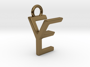 Two way letter pendant - EY YE in Polished Bronze