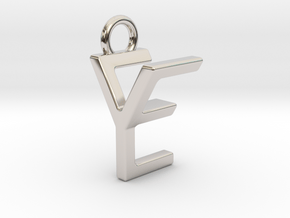 Two way letter pendant - EY YE in Rhodium Plated Brass