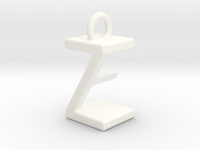 Two way letter pendant - EZ ZE in White Processed Versatile Plastic