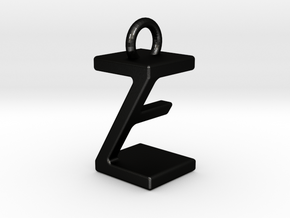 Two way letter pendant - EZ ZE in Matte Black Steel