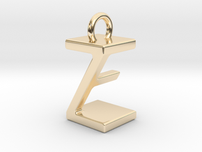 Two way letter pendant - EZ ZE in 14k Gold Plated Brass