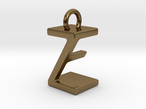 Two way letter pendant - EZ ZE in Polished Bronze