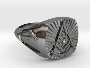 PAST MASTER RING w/ sides in Fine Detail Polished Silver