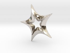Star In A Star Spikey Round in Rhodium Plated Brass