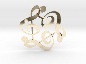 Triple G Clef in 14k Gold Plated Brass