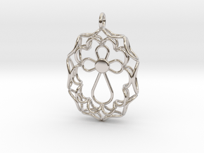 Pendant With Cross in Rhodium Plated Brass