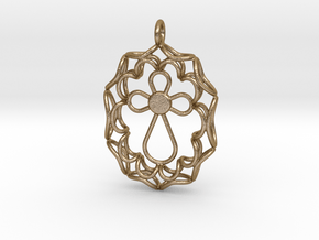 Pendant With Cross in Polished Gold Steel