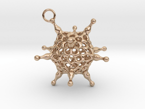 Adenovirus pendant or earring with loop in 14k Rose Gold Plated Brass