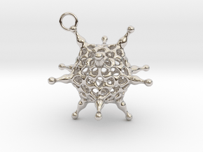 Adenovirus pendant or earring with loop in Rhodium Plated Brass