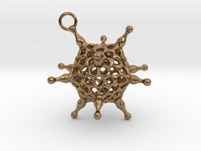 Adenovirus pendant or earring with loop in Natural Brass