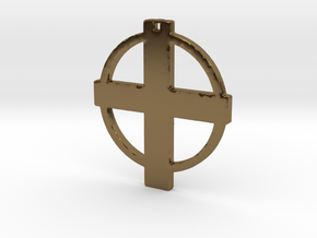 Cross in Circle in Polished Bronze