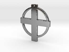 Cross in Circle in Polished Silver