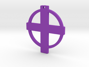 Cross in Circle in Purple Processed Versatile Plastic
