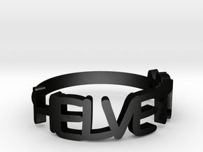 The Helvetica ring  (Size K, 50). in Matte Black Steel