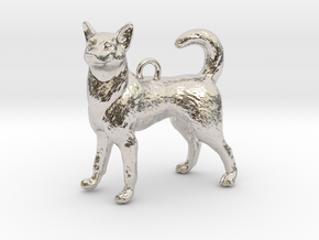 Standing Husky Necklace in Rhodium Plated Brass