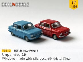 SET 2x NSU Prinz 4 (TT 1:120) in Smooth Fine Detail Plastic