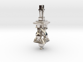 Twisting Tower Pendant in Rhodium Plated Brass