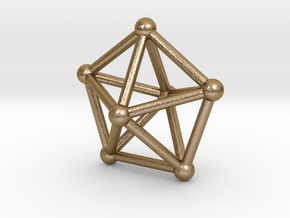 0308 J13 Pentagonal Bipyramid V&E (a=1cm) #2 in Polished Gold Steel